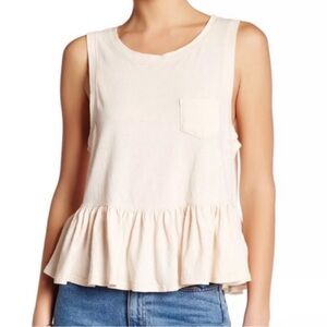 Free People We The Free Continental Sleeveless Ruffled  Peplum Tank Top